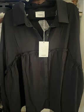 ANDREE BY UNIT Black Button-Up Shirt NWT 1X